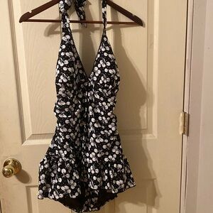 Retro Chic By Torrid - Black And White Cherry One-Piece Swimsuit NWT
